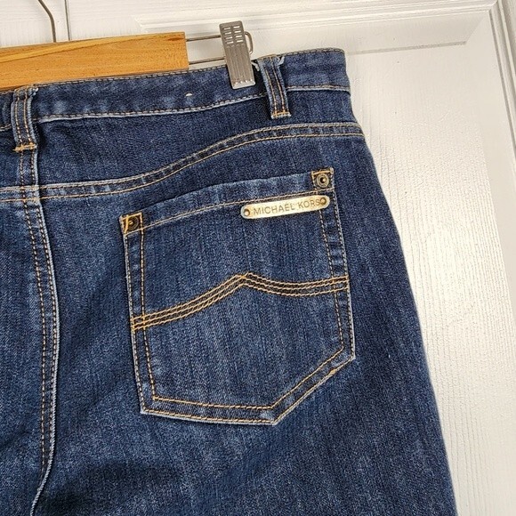 Michael Kors Jeans Flared Legs Dark Wash Denim Mid Rise Cotton Blend Stretch 8 - Picture 14 of 15